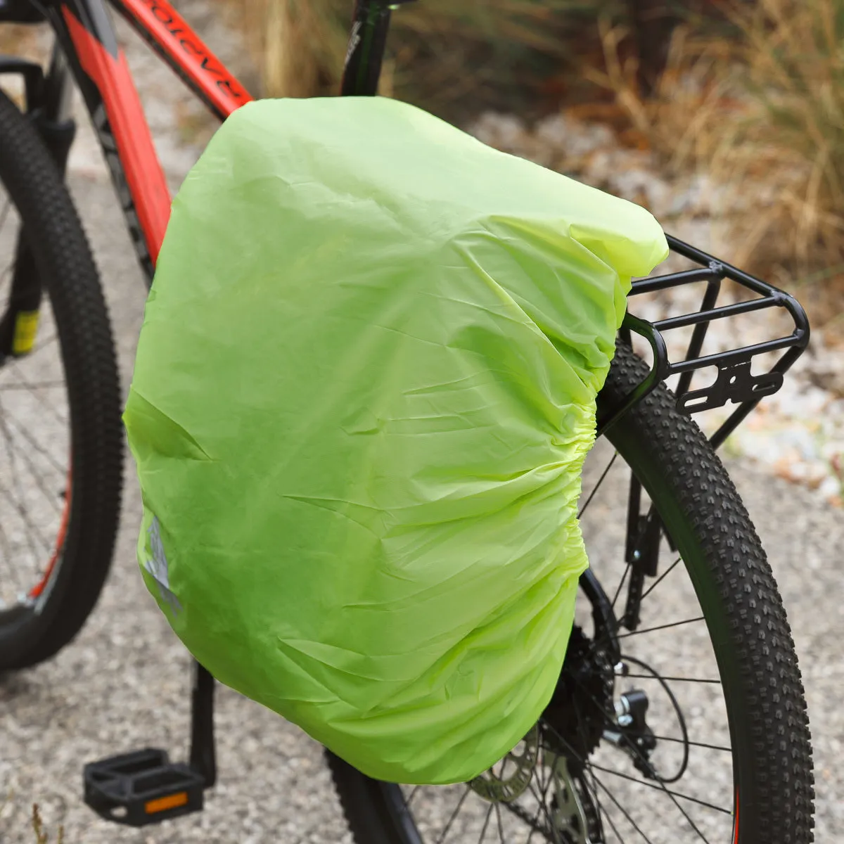VENZO - Portable Foldable Ultralight 70D Nylon - Fluorescent Yellow - Waterproof  - Dust Rain Case Cover Coat - For 20L-32L - Travel Camping - Double Pannier Rack Bag Set