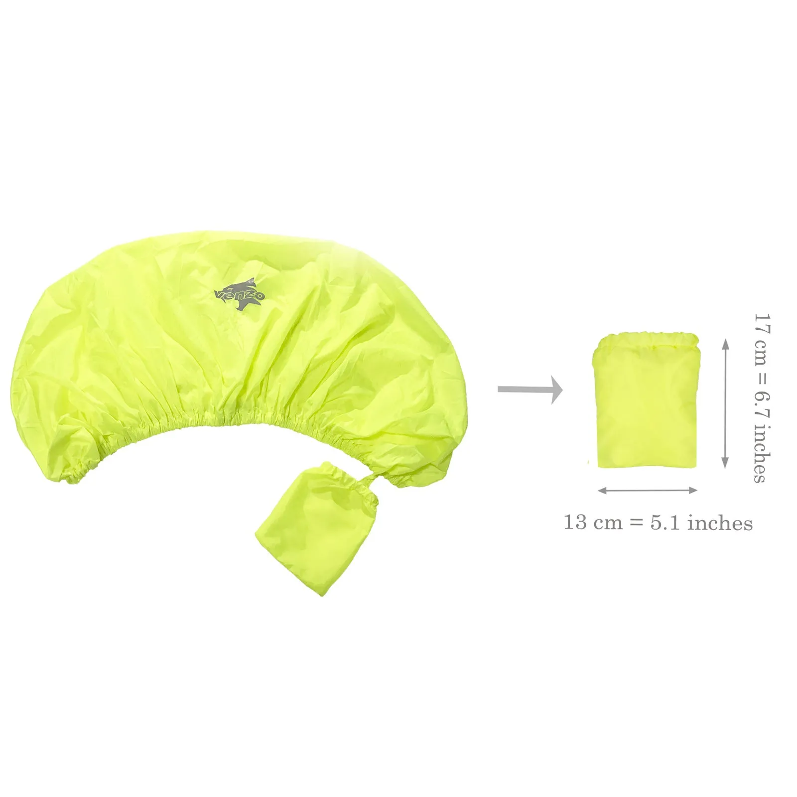 VENZO - Portable Foldable Ultralight 70D Nylon - Fluorescent Yellow - Waterproof  - Dust Rain Case Cover Coat - For 20L-32L - Travel Camping - Double Pannier Rack Bag Set