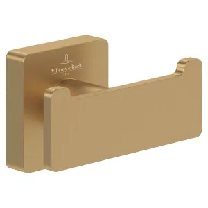 Villeroy & Boch Elements Striking Double Robe Hook in Brushed Gold - TVA15201200076