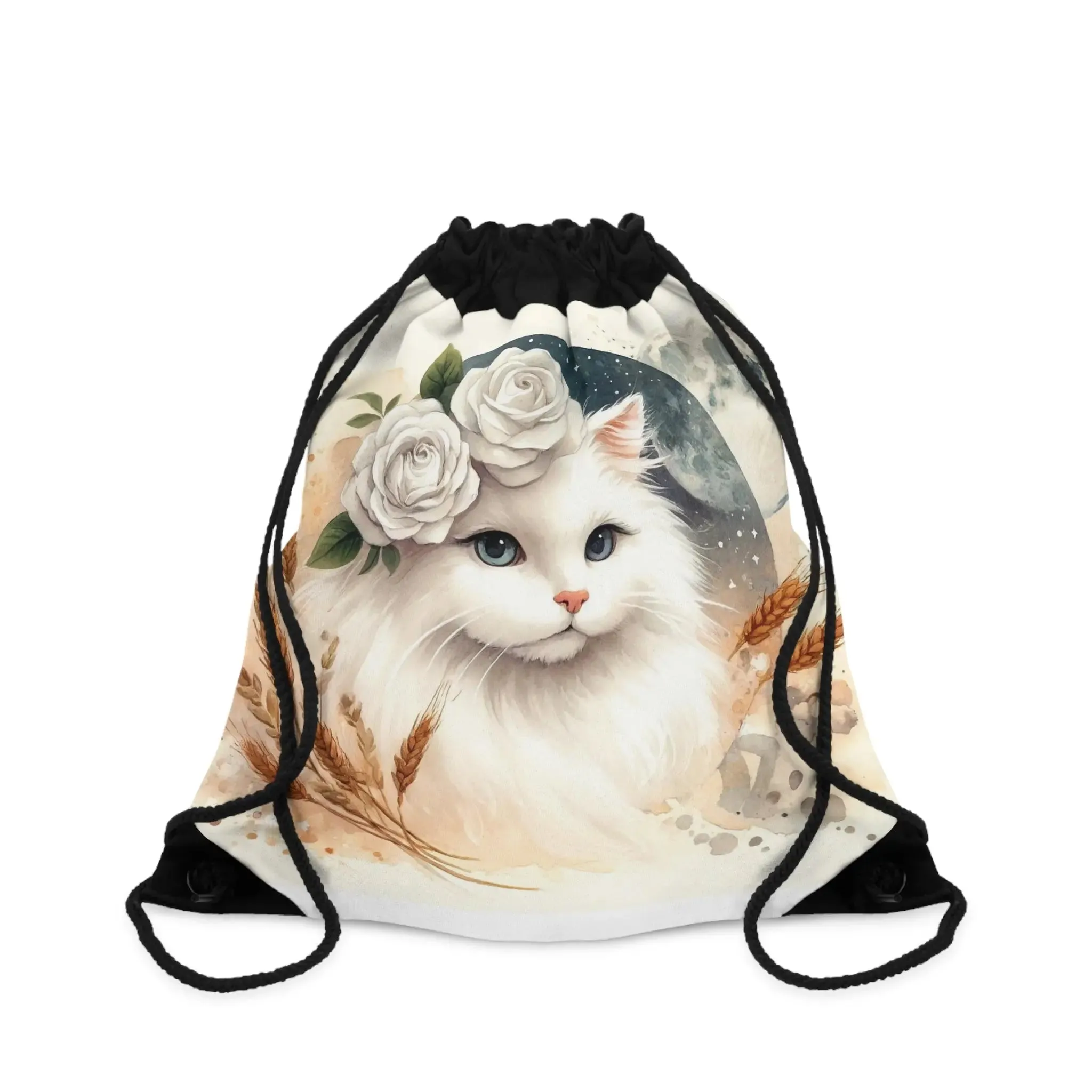 Virgo - White Cat - Drawstring Bag