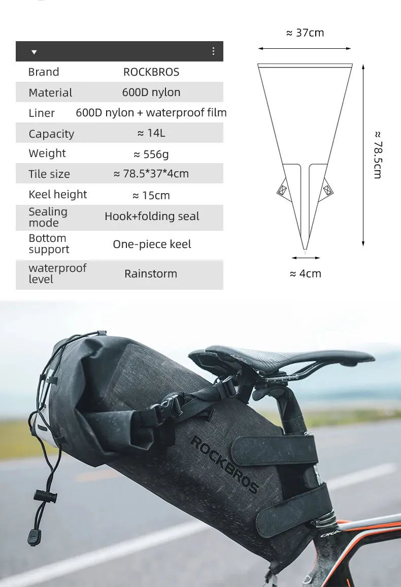Waterproof Bicycle Saddle Bag Large Capacity Reflective Cycling Tail Bag