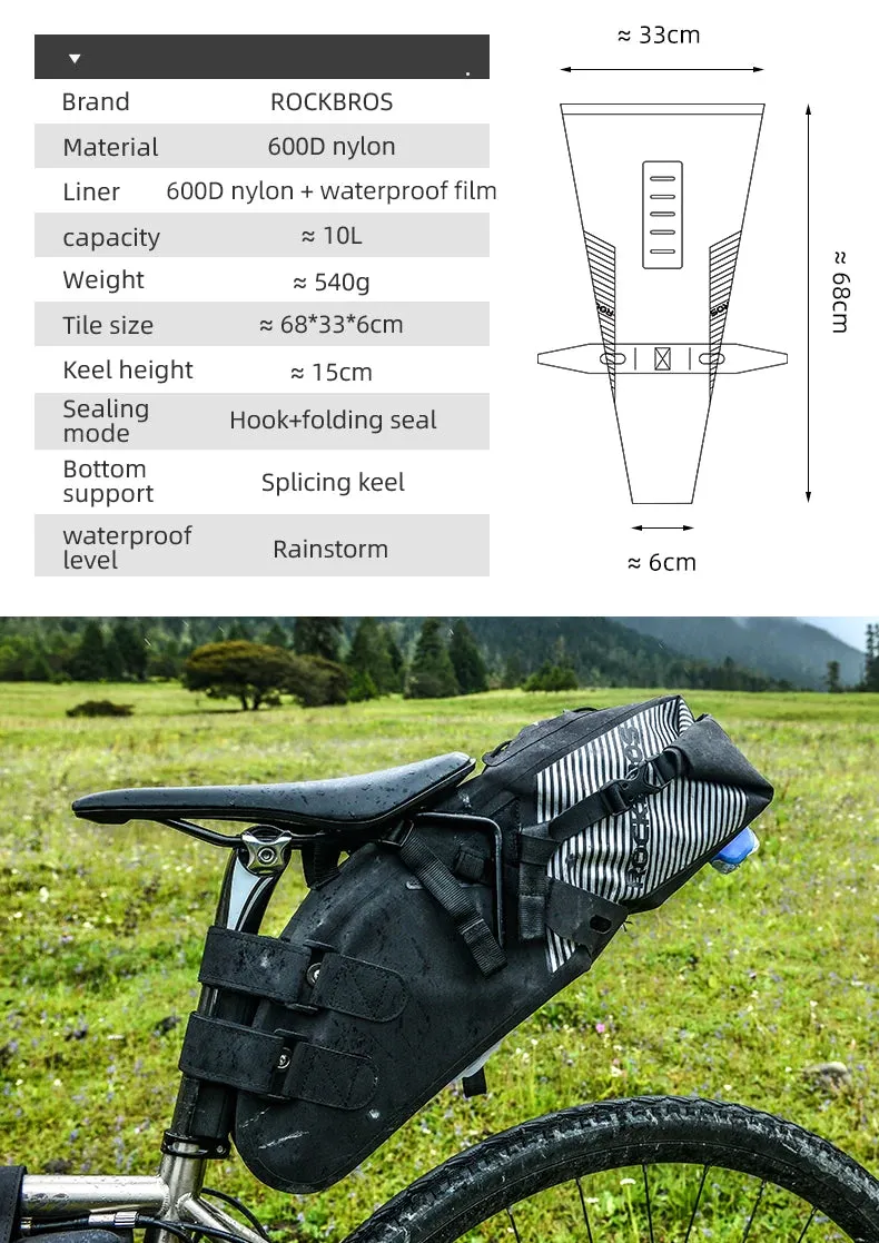 Waterproof Bicycle Saddle Bag Large Capacity Reflective Cycling Tail Bag