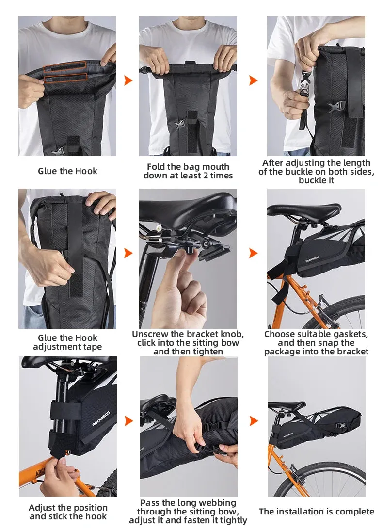 Waterproof Bicycle Saddle Bag Large Capacity Reflective Cycling Tail Bag
