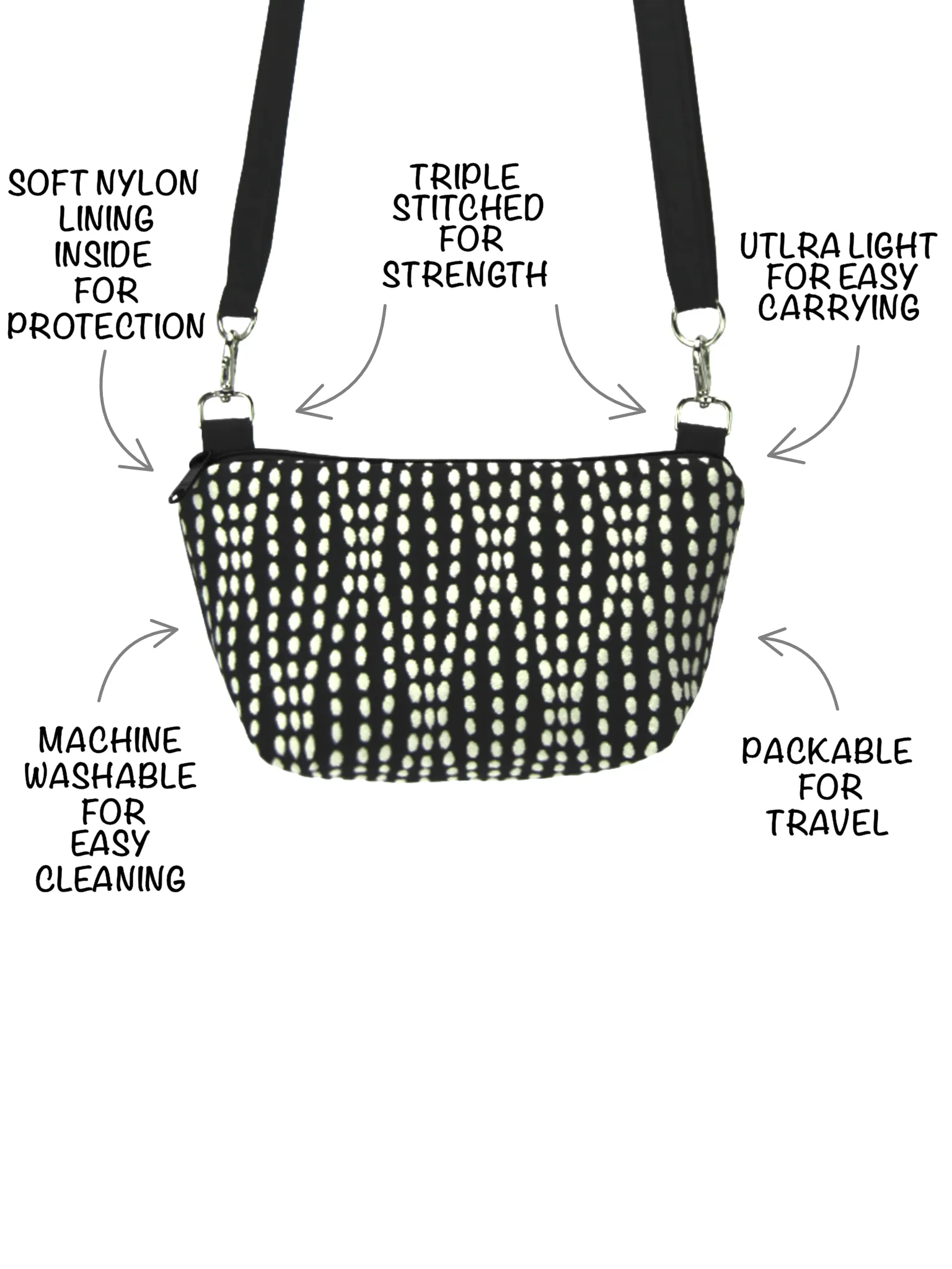 Wavy Dots in Navy | Navy Nylon | RTS Traveler Belt Bag
