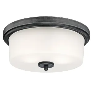 Westinghouse 6325100 2 Light Flush Distressed Aluminum Finish with Frosted Glass