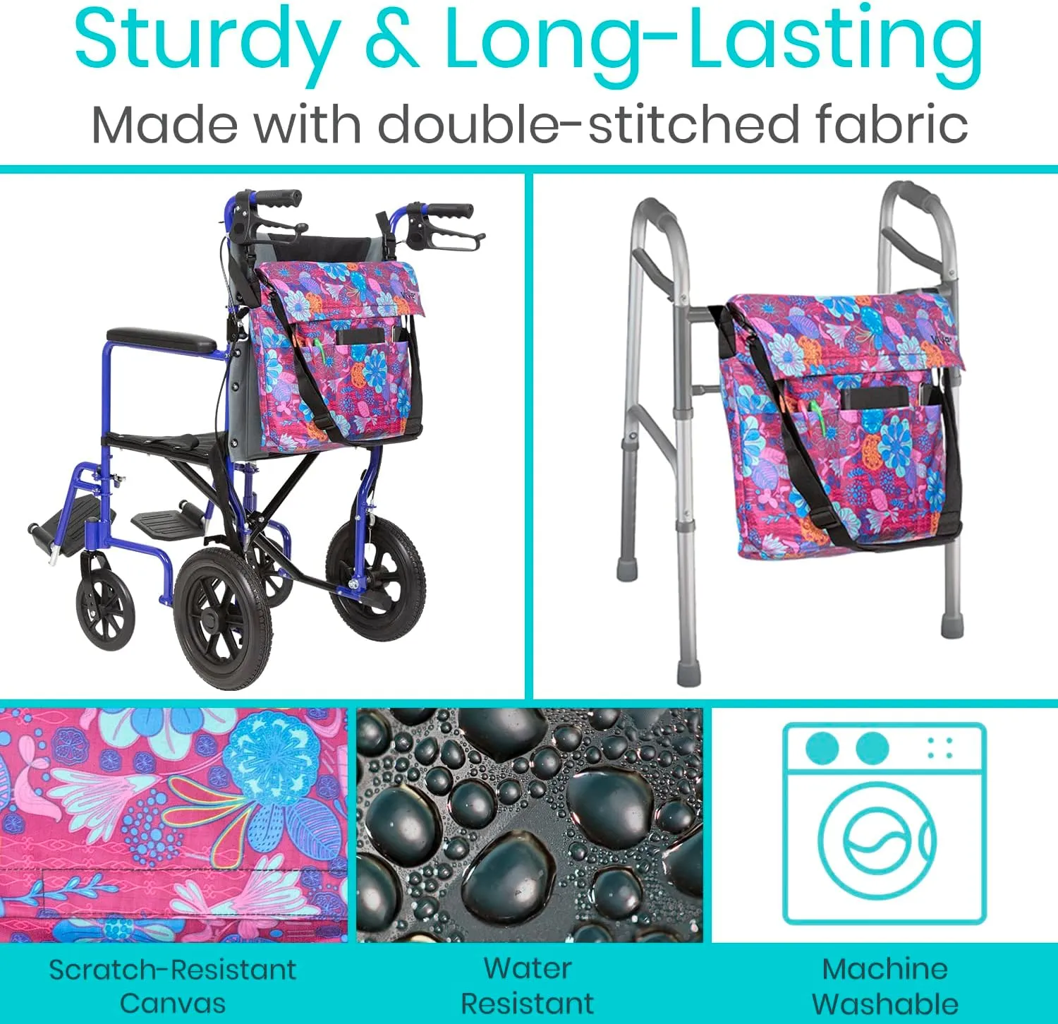 Wheelchair Bag I Storage Walker Backpack to Hang on Back of Wheel Chair I