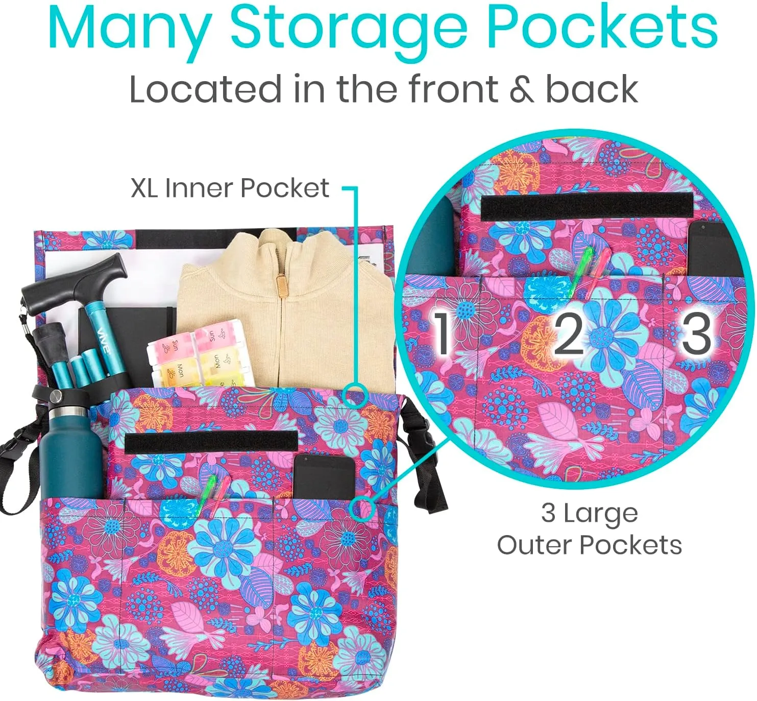Wheelchair Bag I Storage Walker Backpack to Hang on Back of Wheel Chair I