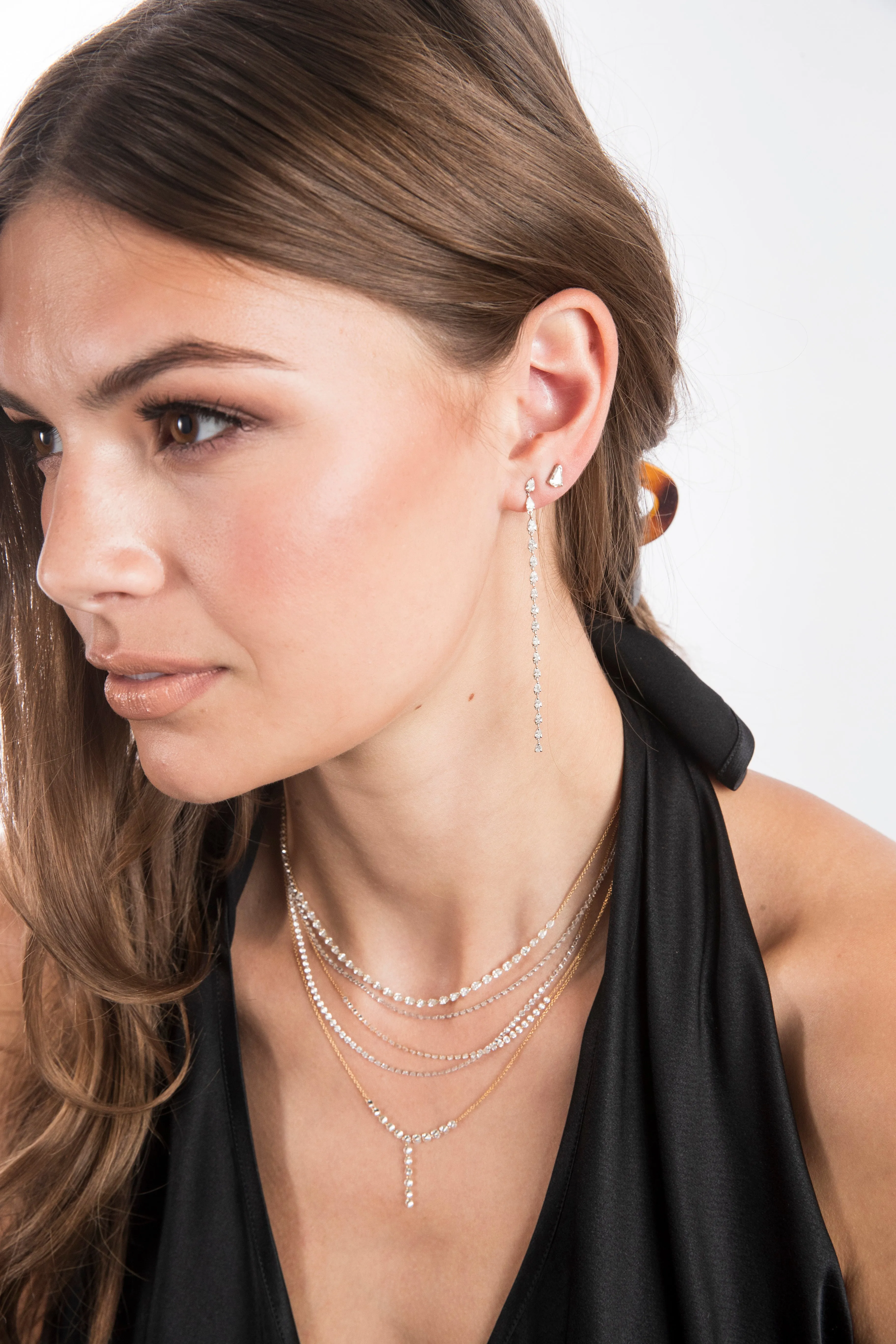 White Gold Pear Shape Diamond Drops