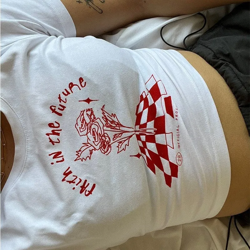 White Graphic Stylish Print Tee