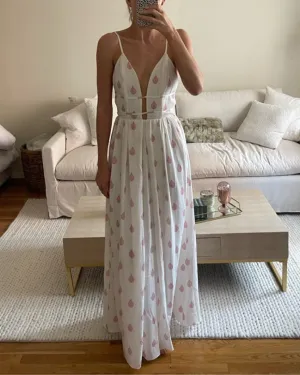 White Pink Stylish Maxi Dress