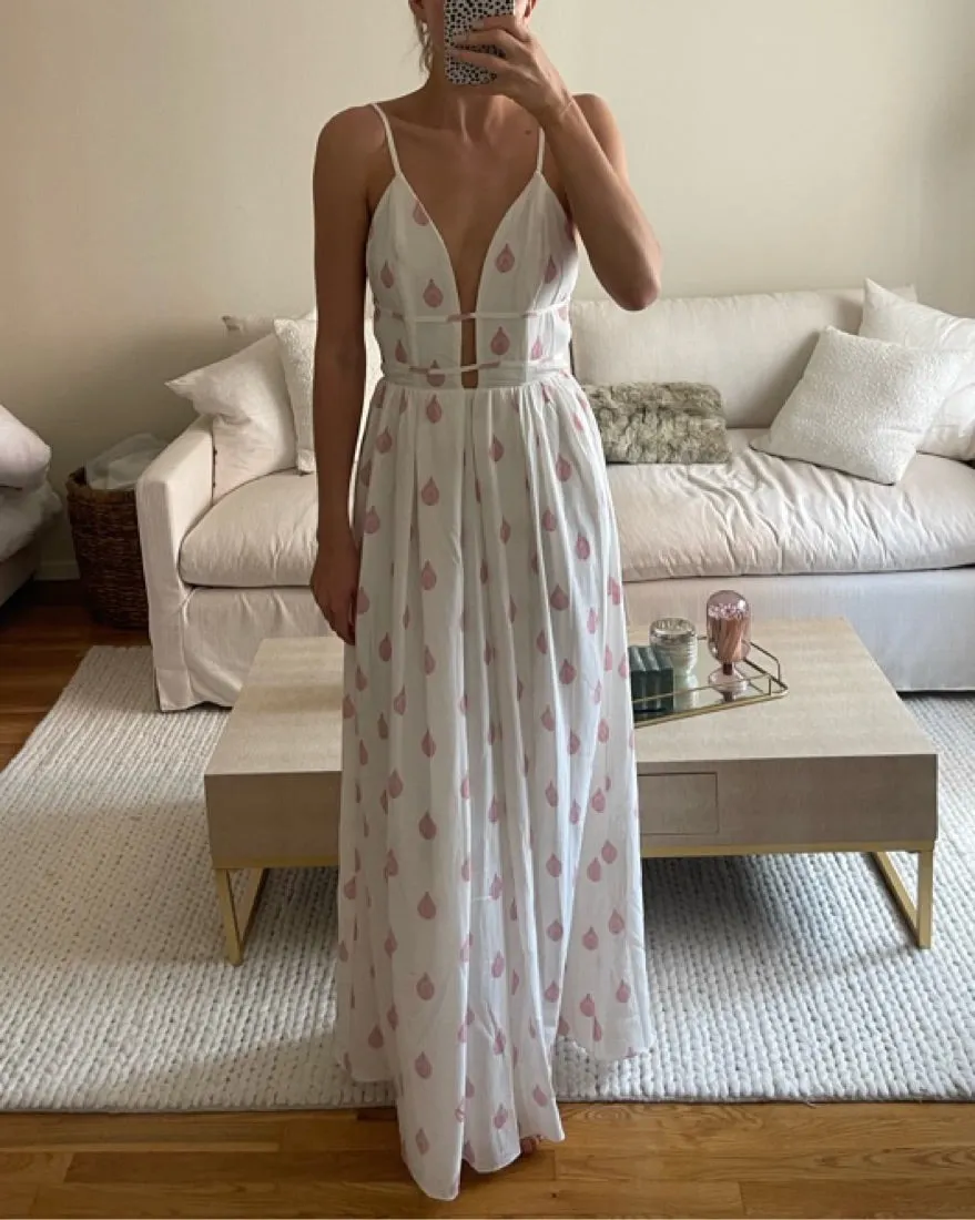 White Pink Stylish Maxi Dress