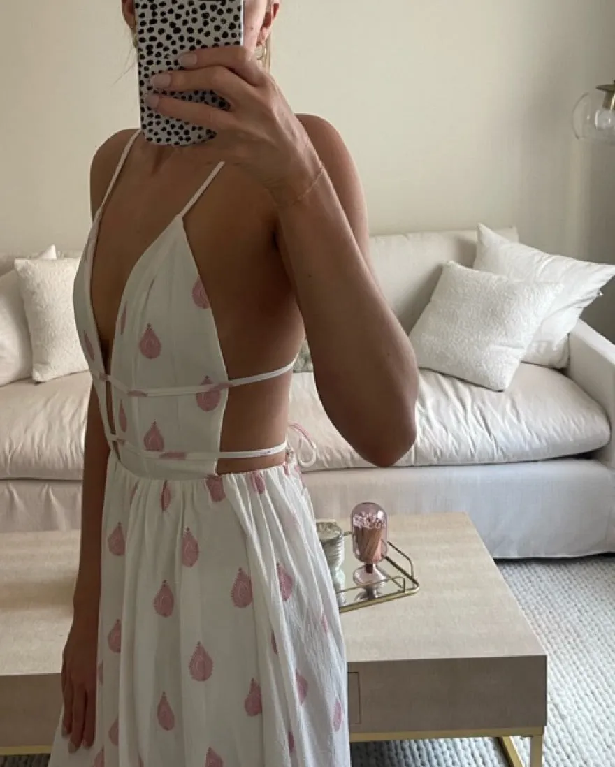 White Pink Stylish Maxi Dress