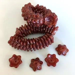 Wide Bellflower Beads - Opaque Red Maroon