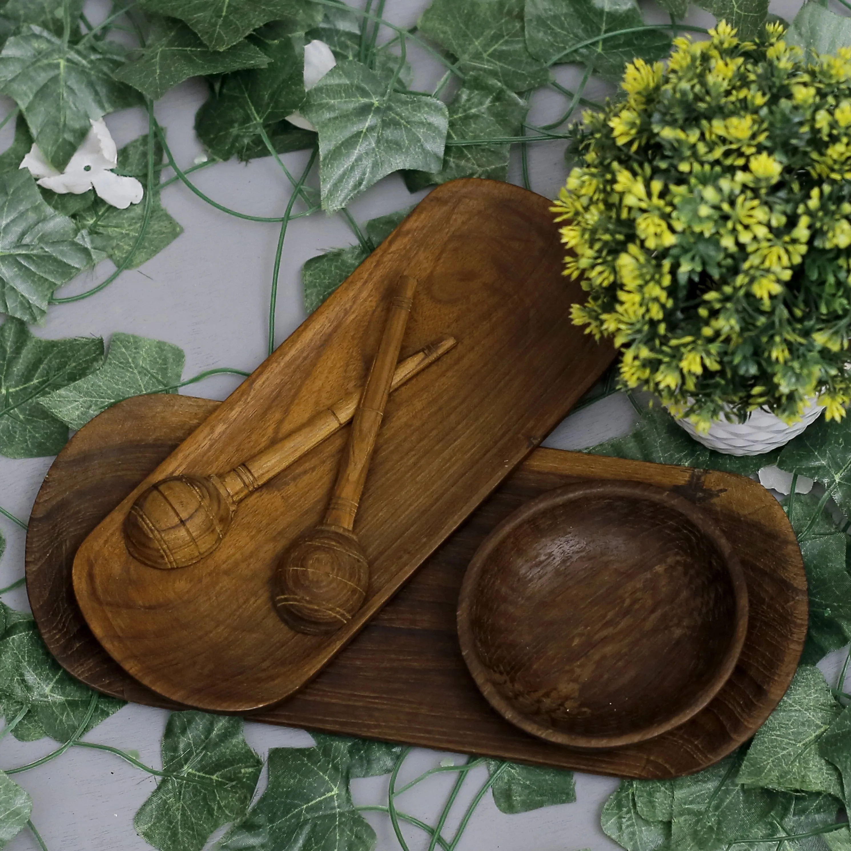 Woden Wave Shaped Platter