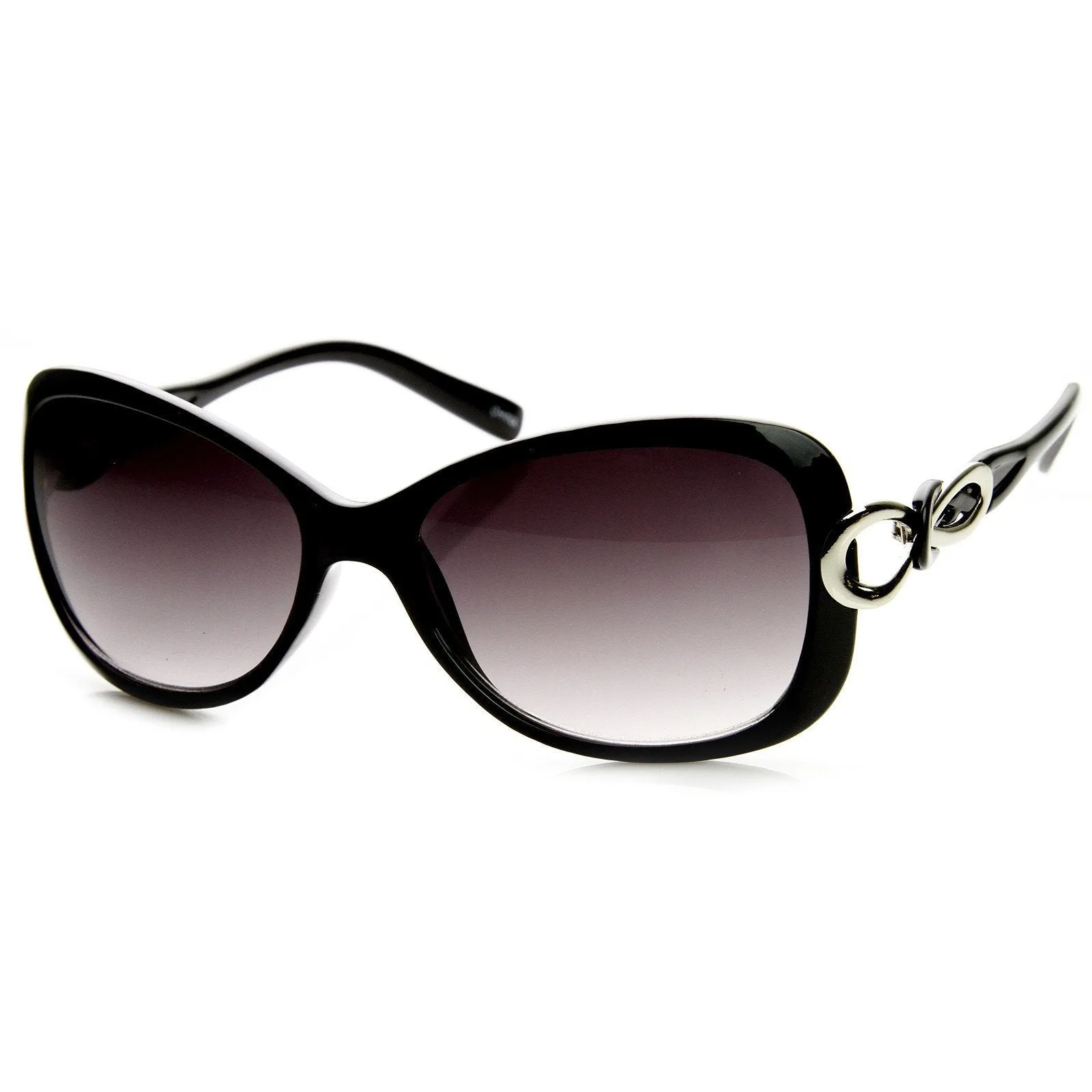 Womens Designer Fashion Metal Bow Cut Oval Sunglasses 8915