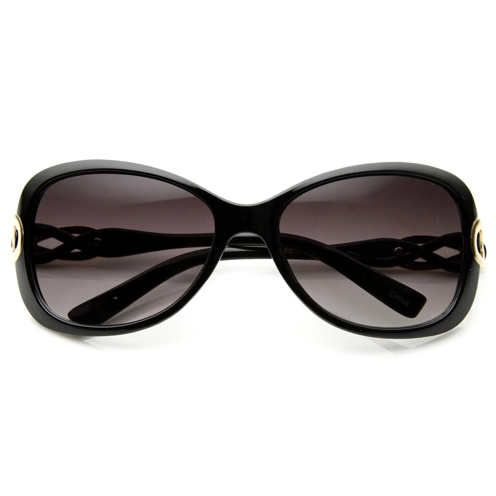 Womens Designer Fashion Metal Bow Cut Oval Sunglasses 8915