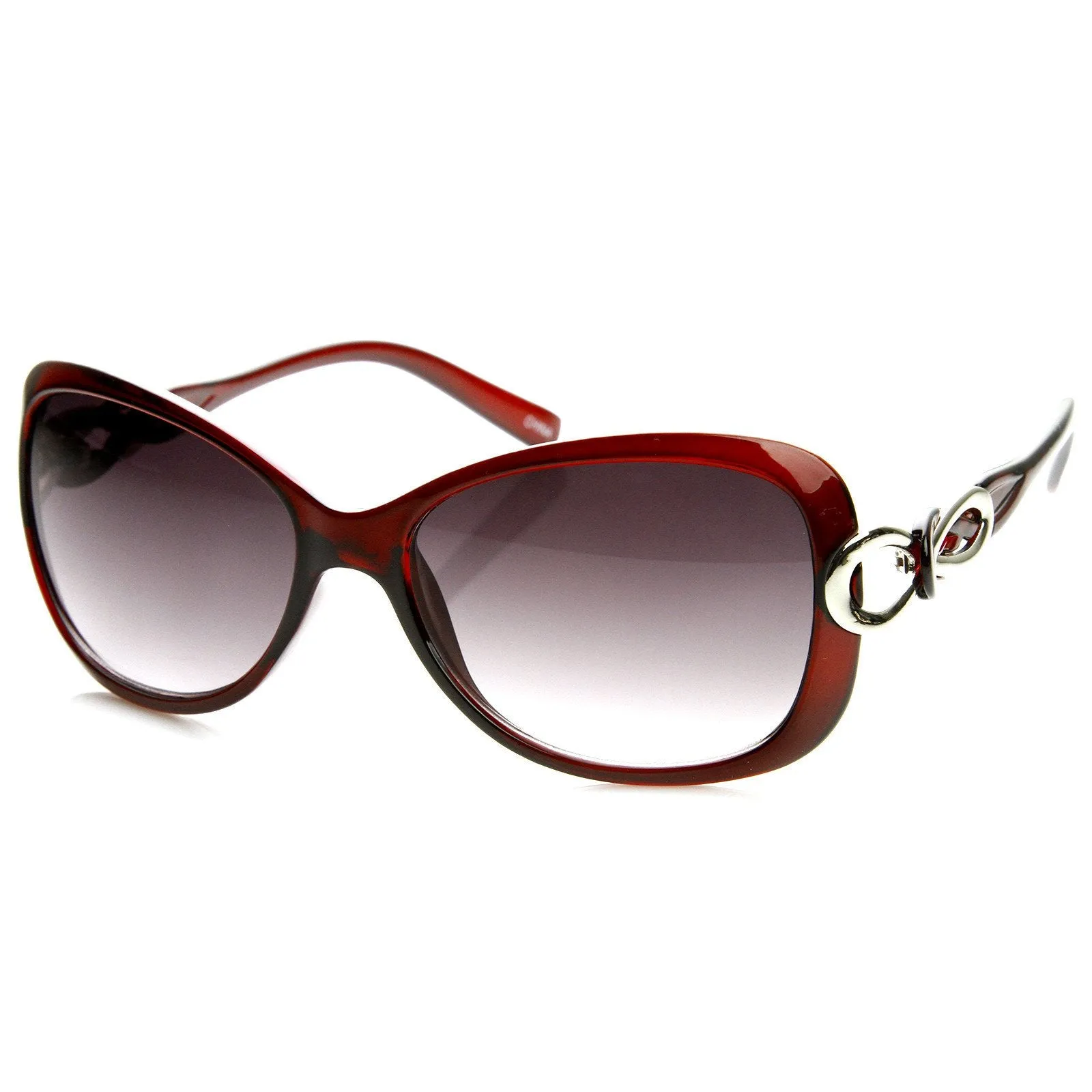 Womens Designer Fashion Metal Bow Cut Oval Sunglasses 8915