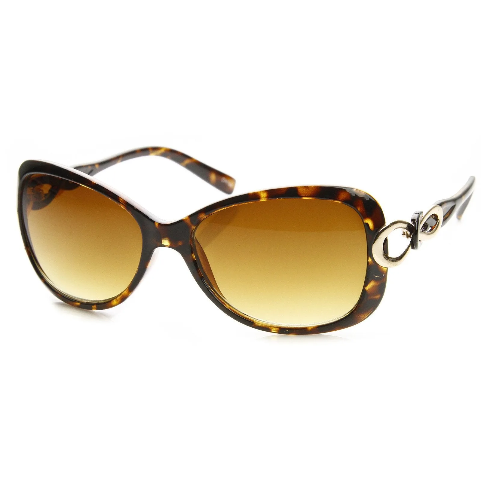Womens Designer Fashion Metal Bow Cut Oval Sunglasses 8915