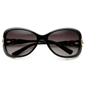 Womens Designer Fashion Metal Bow Cut Oval Sunglasses 8915
