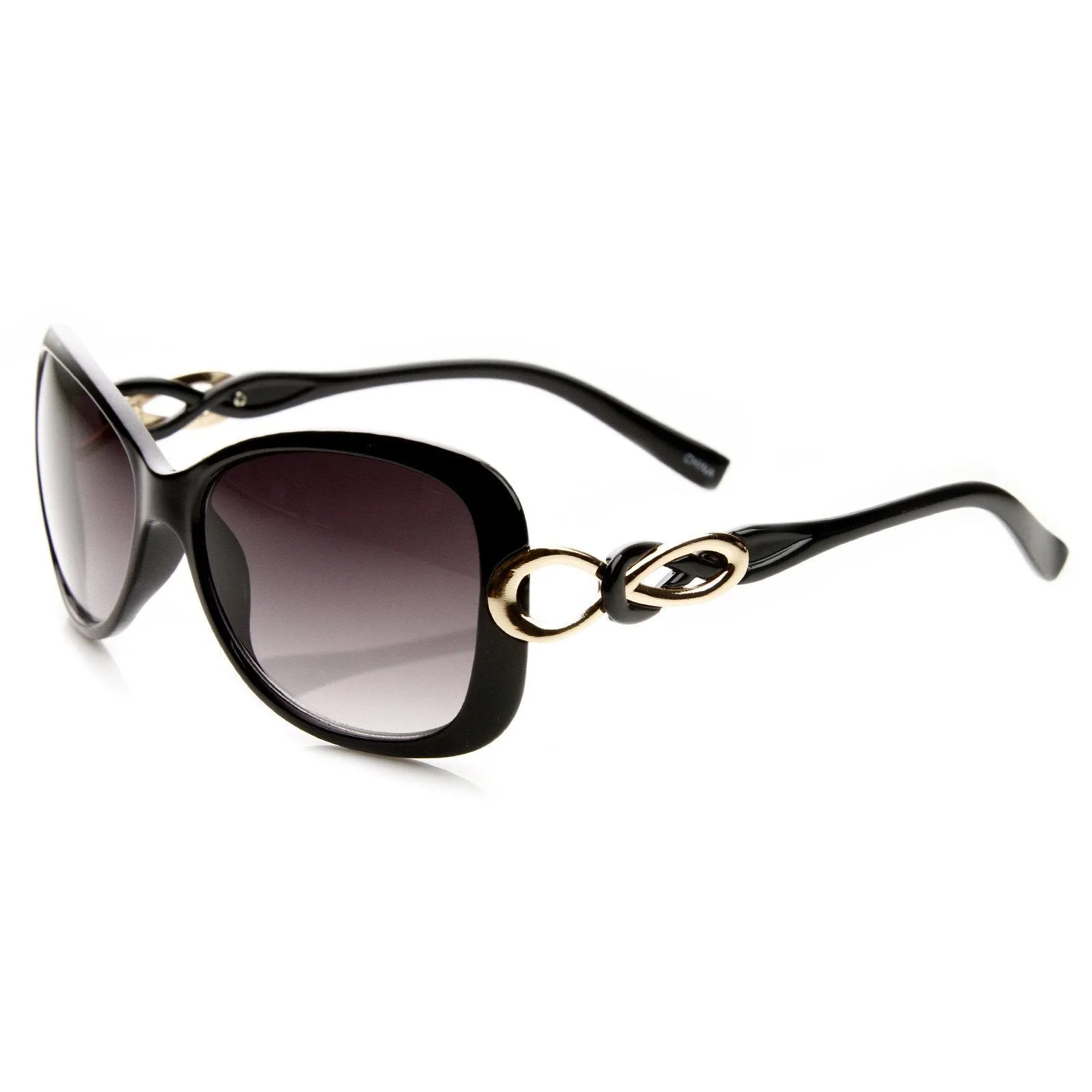 Womens Designer Fashion Metal Bow Cut Oval Sunglasses 8915