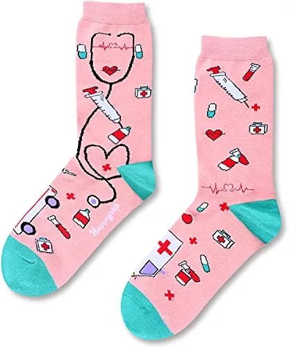 Womens Funny Socks Nurse Socks, Health Theme Socks, Gifts for Nurses, Gifts for Doctors, Radiologist Gift, Medic Gift, Medical Themed Gifts for Healthcare Workers