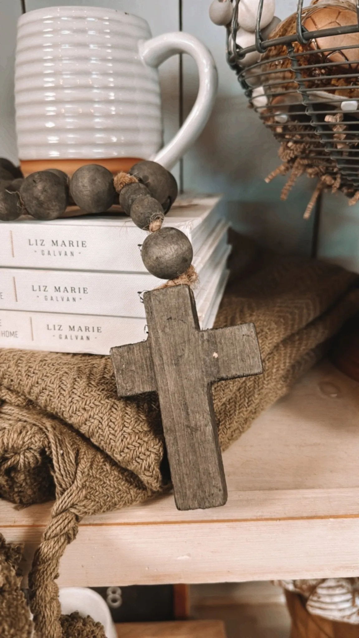 Wood Bead Rosary W/ Cross