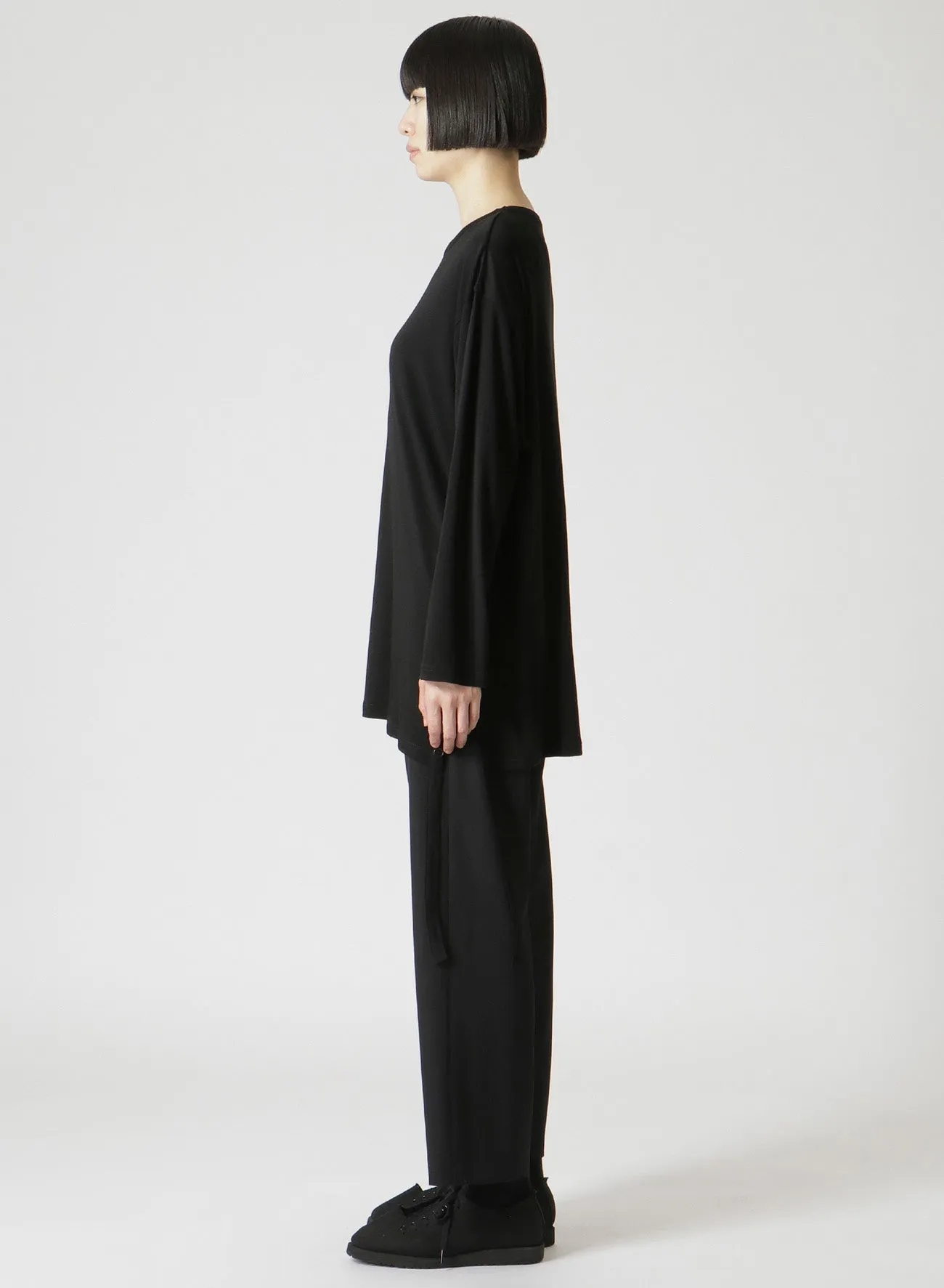 WOOL CHIFFON SIDE TAB LONG SLV T