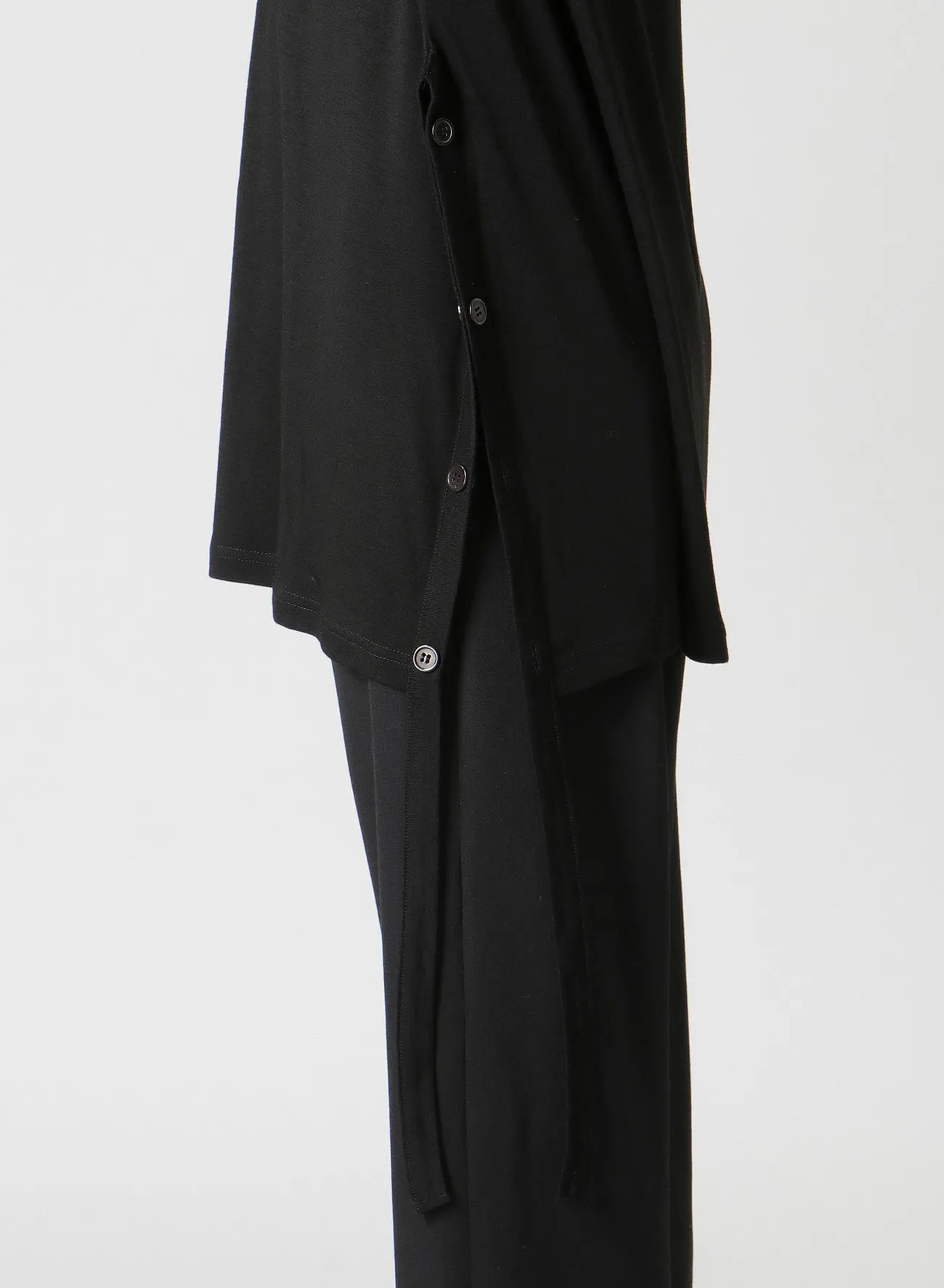 WOOL CHIFFON SIDE TAB LONG SLV T