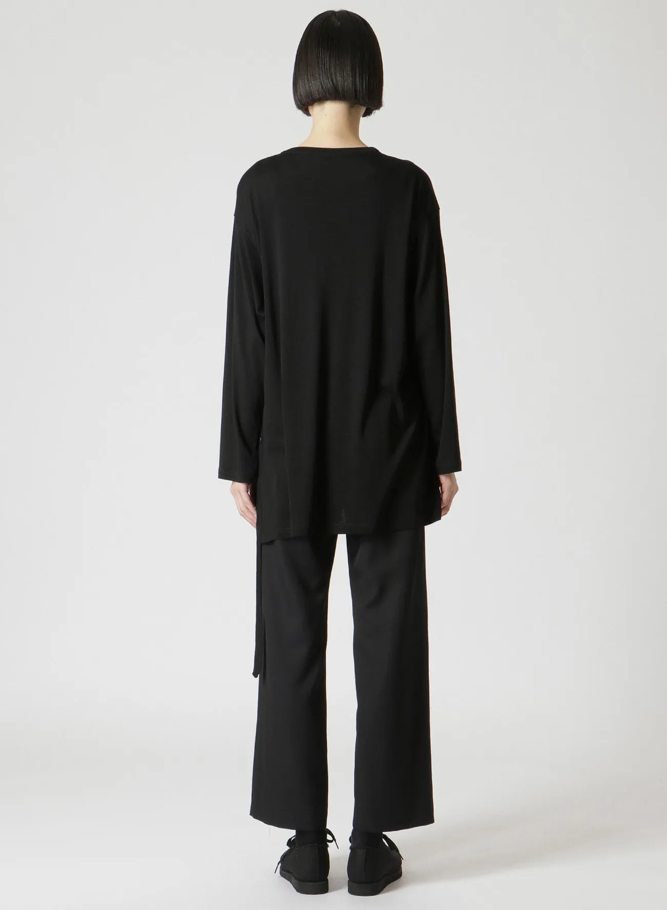 WOOL CHIFFON SIDE TAB LONG SLV T