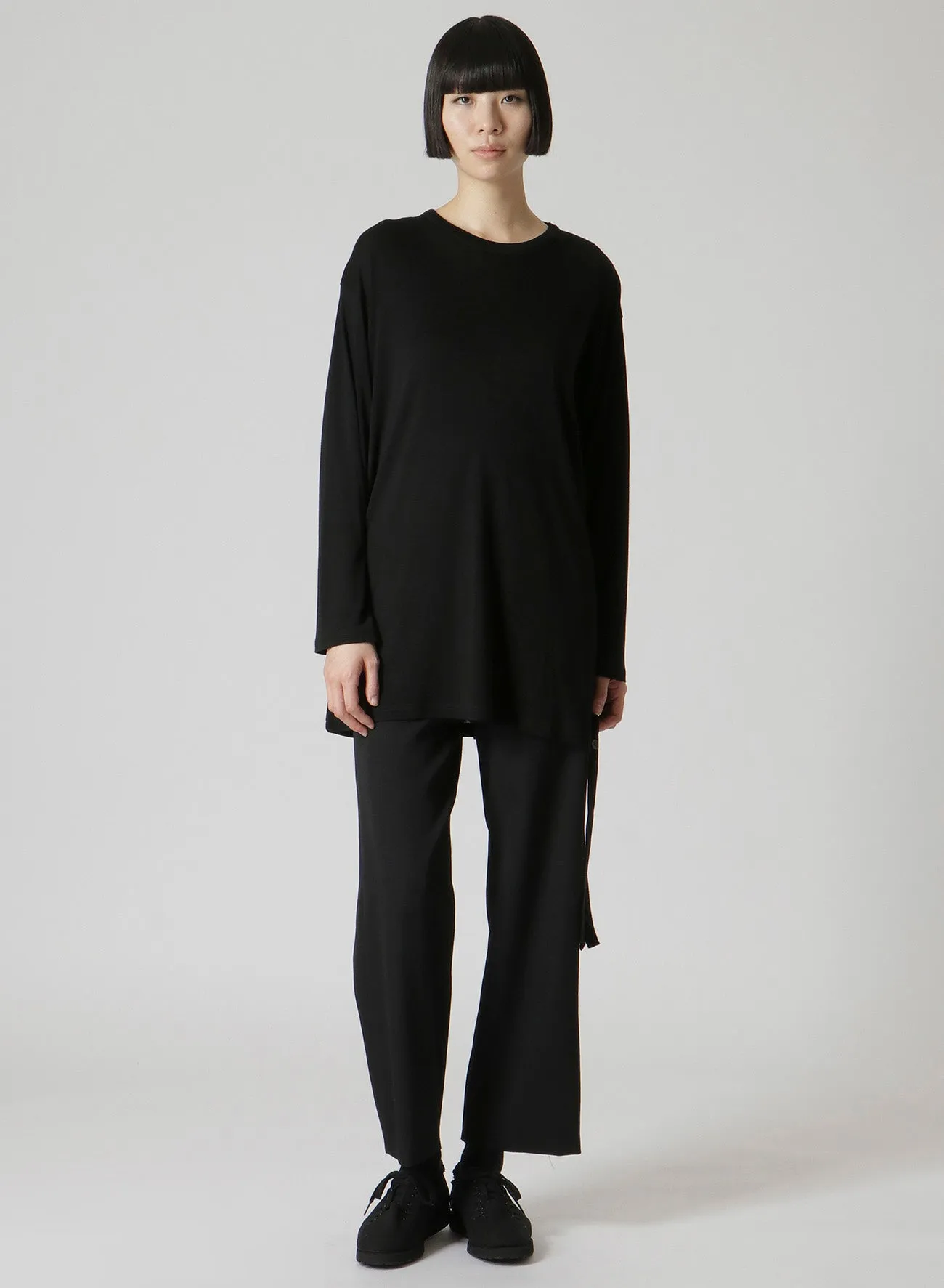 WOOL CHIFFON SIDE TAB LONG SLV T