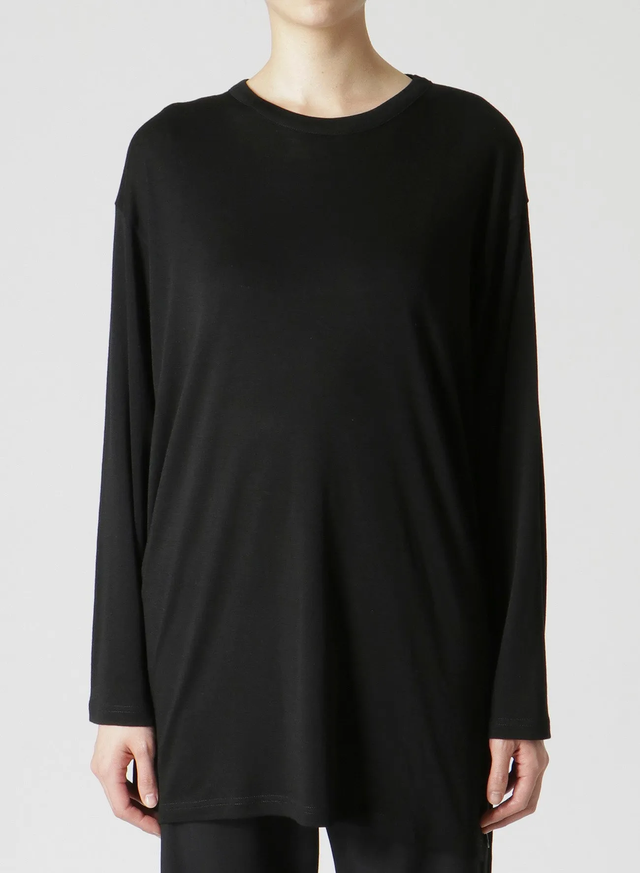 WOOL CHIFFON SIDE TAB LONG SLV T