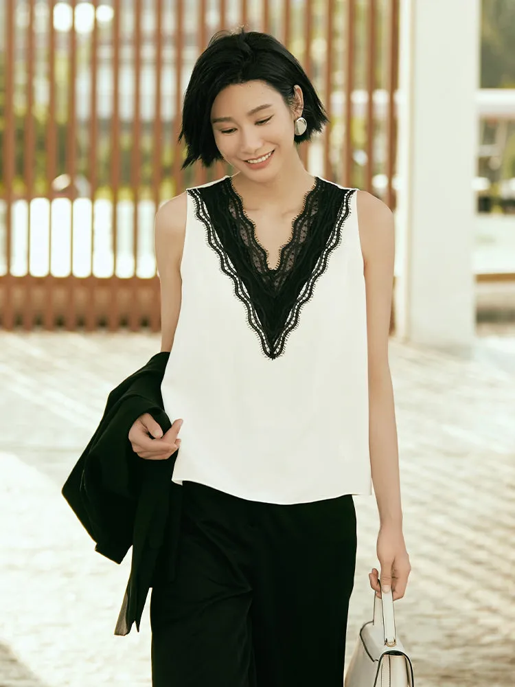 YAYING V-neck mulberry silk top