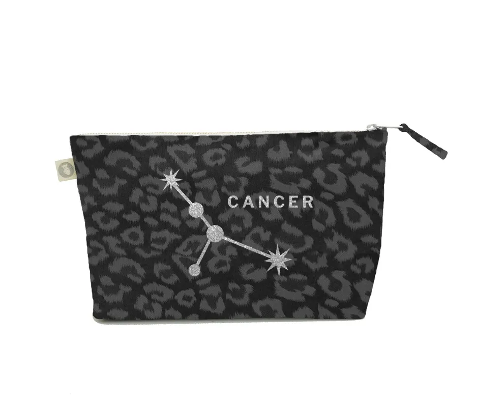 Zodiac Black Leopard Large Makeup Bag  - Cancer